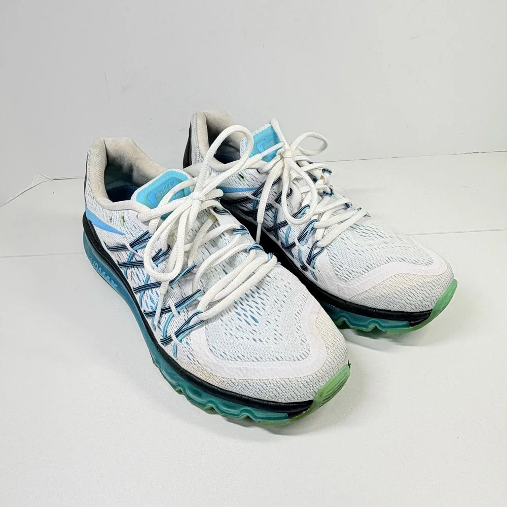 Nike Air Max 2015 Womens 9 White Blue Running Shoes 698903-104
